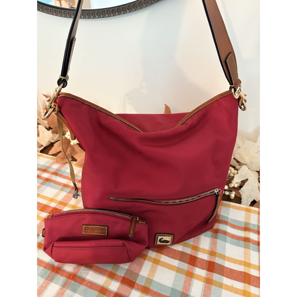 DOONEY AND BOURKE Pink Nylon Hobo Shoulder Tote Designer Bag With Cosmetic Pouch